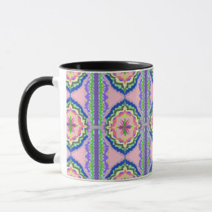 Vibrant Bloom Kaleidoscope: Pink & Emerald Mandala Mug