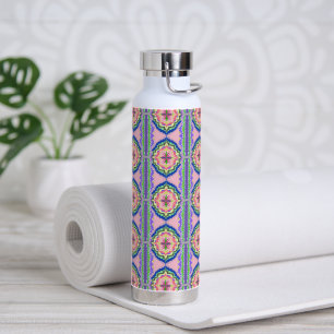 Vibrant Bloom Kaleidoscope: Pink & Emerald Mandala Water Bottle
