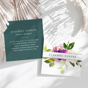 Vibrant Bloom   Modern Watercolor Floral Square Business Card