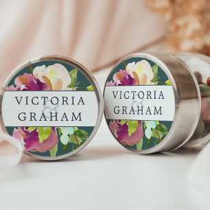 Vibrant Bloom Personalised Wedding Classic Round Sticker