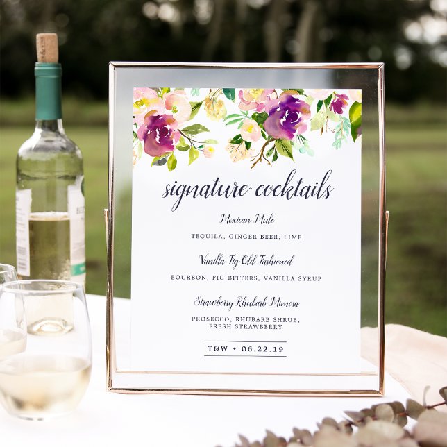 Vibrant Bloom Signature Cocktail Menu Sign (Creator Uploaded)