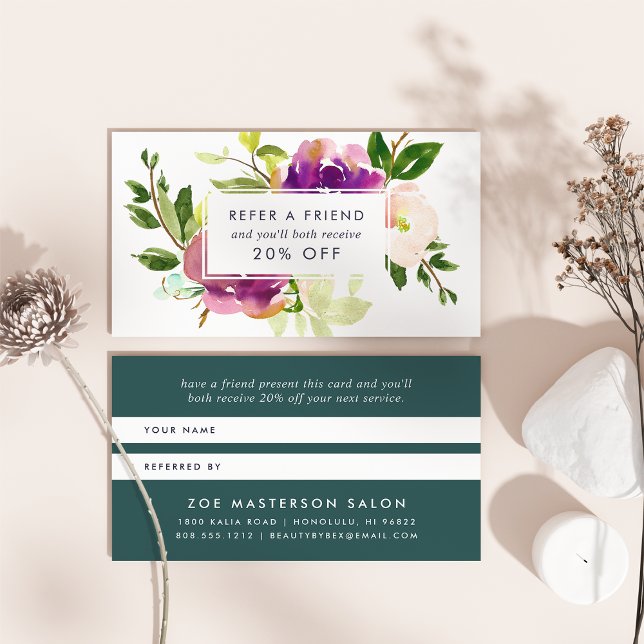 Vibrant Bloom | Watercolor Floral Referral Card (Creator Uploaded)