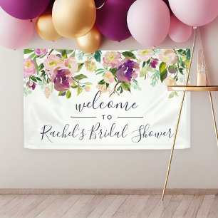 Vibrant Bloom Watercolor Floral Shower Welcome Banner