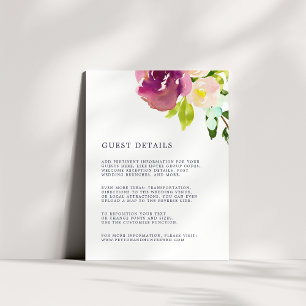Vibrant Bloom Wedding Guest Details Card