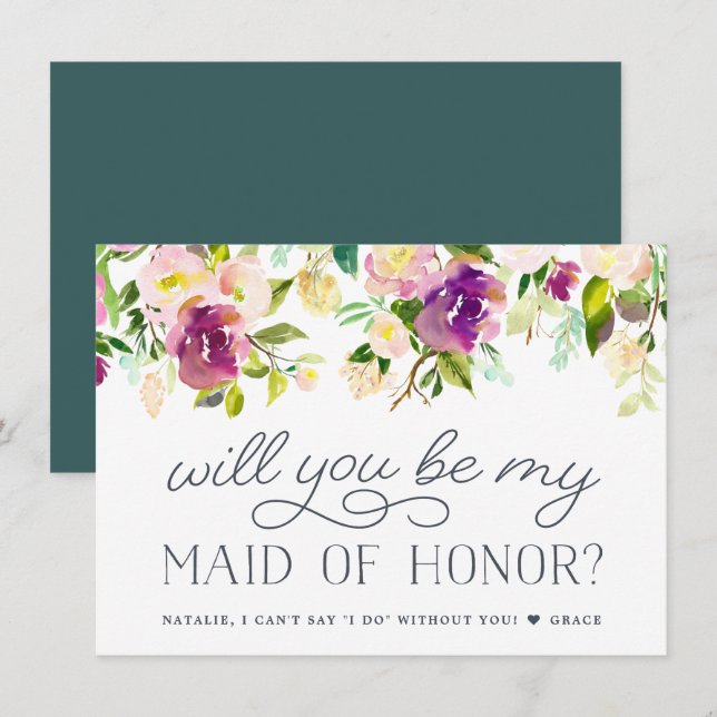 Vibrant Bloom | Will You Be My Maid of Honour Card (Front/Back)