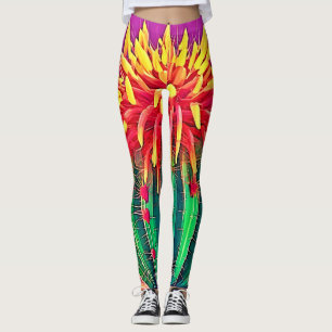 Vibrant Blooming Cactus Leggings