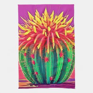 Vibrant Blooming Cactus Tea Towel