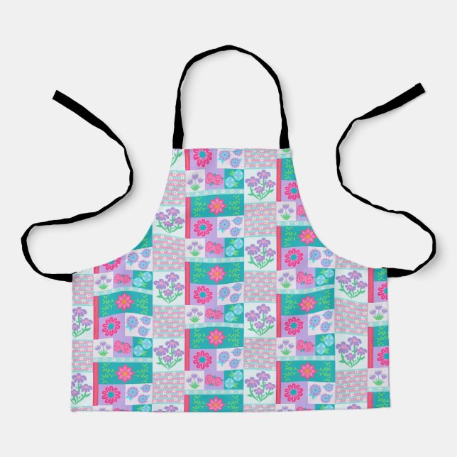 Vibrant Blooming Flowers Design Apron (Front)