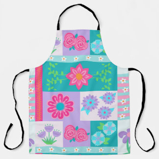 Vibrant Blooming Flowers Design Apron