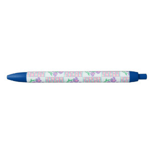 Vibrant Blooming Flowers Design Black Ink Pen