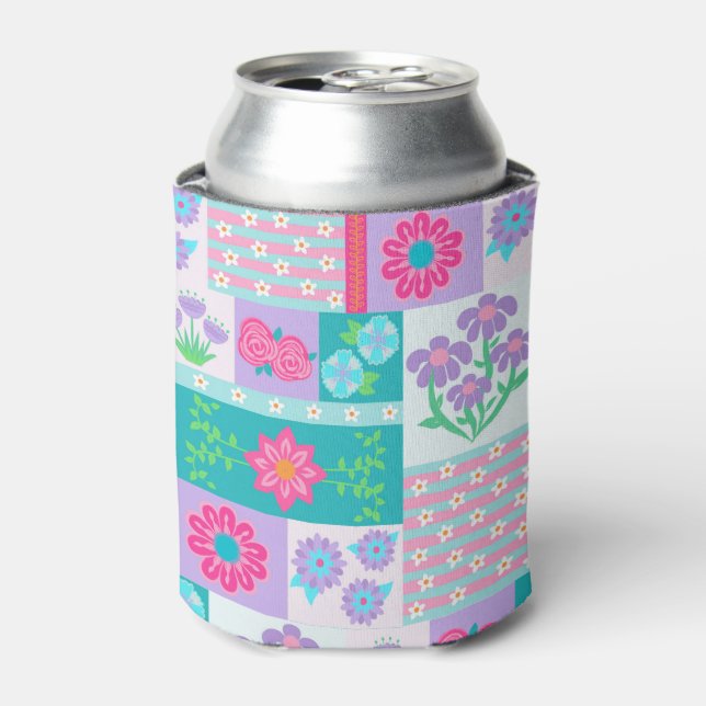 Vibrant Blooming Flowers Design Can Cooler (Can Front)
