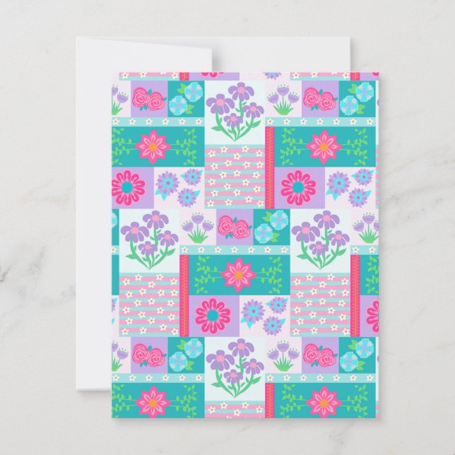 Vibrant Blooming Flowers Design Card (Front)