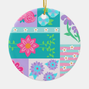 Vibrant Blooming Flowers Design Ceramic Tree Decoration