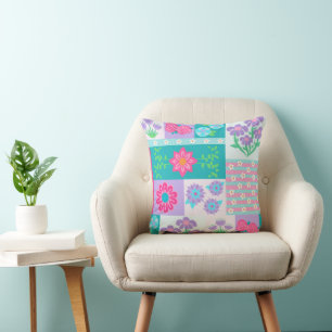 Vibrant Blooming Flowers Design Cushion