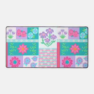 Vibrant Blooming Flowers Design Desk Mat