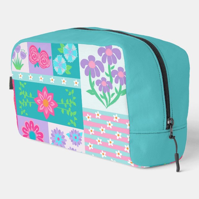 Vibrant Blooming Flowers Design Dopp Kit (Right Corner)