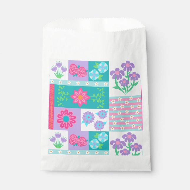 Vibrant Blooming Flowers Design Favour Bags (Front)