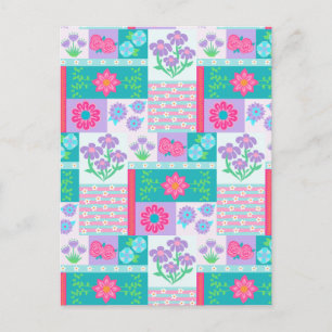 Vibrant Blooming Flowers Design Holiday Postcard