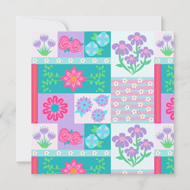Vibrant Blooming Flowers Design Invitation (Front)