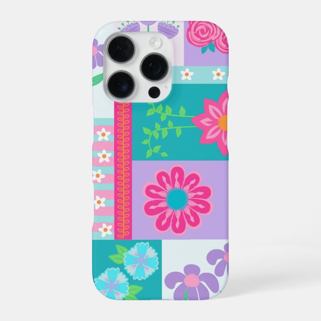 Vibrant Blooming Flowers Design iPhone Case (Back)