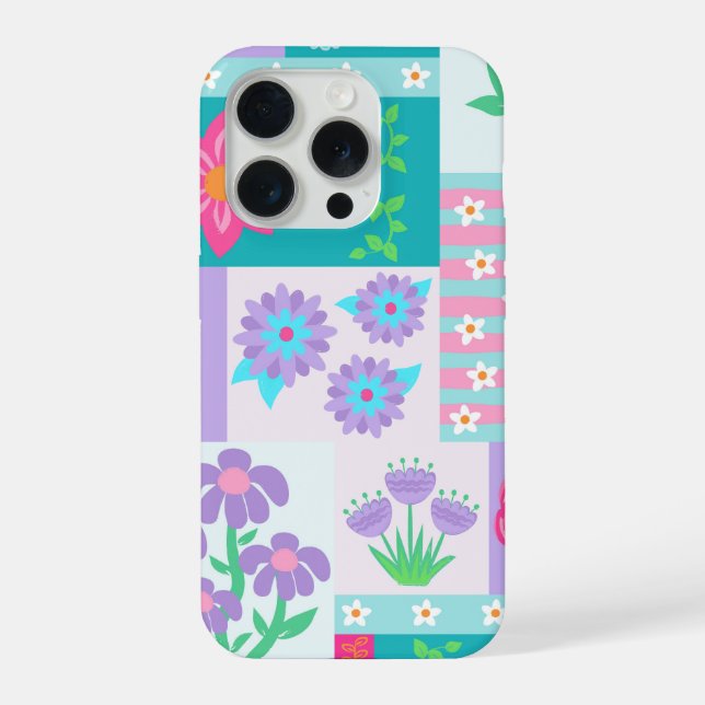 Vibrant Blooming Flowers Design iPhone Case (Back)