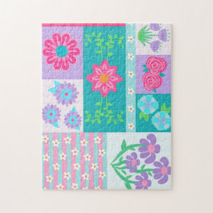 Vibrant Blooming Flowers Design Jigsaw Puzzle