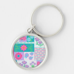 Vibrant Blooming Flowers Design Key Ring