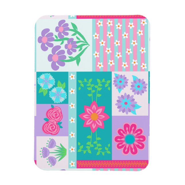 Vibrant Blooming Flowers Design Magnet (Vertical)