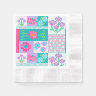 Vibrant Blooming Flowers Design Napkin