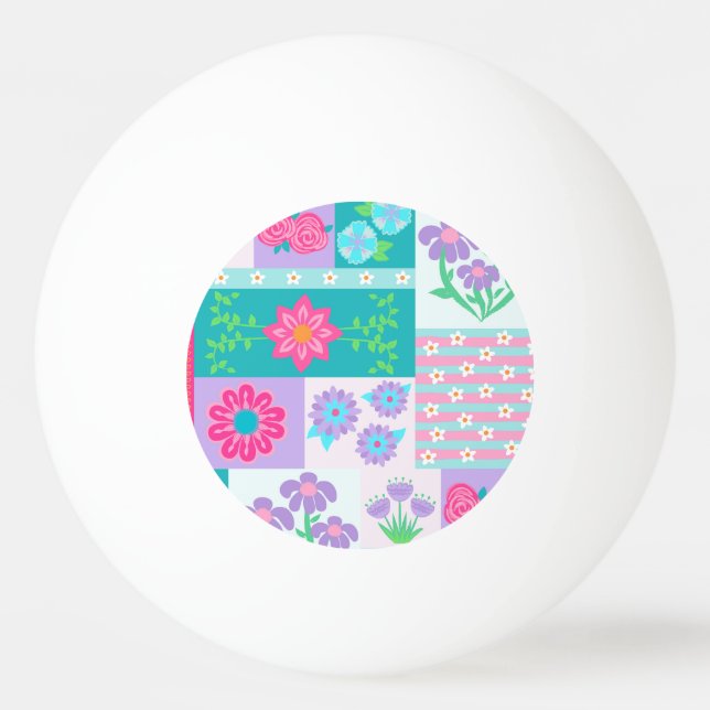 Vibrant Blooming Flowers Design Ping Pong Ball (Front)