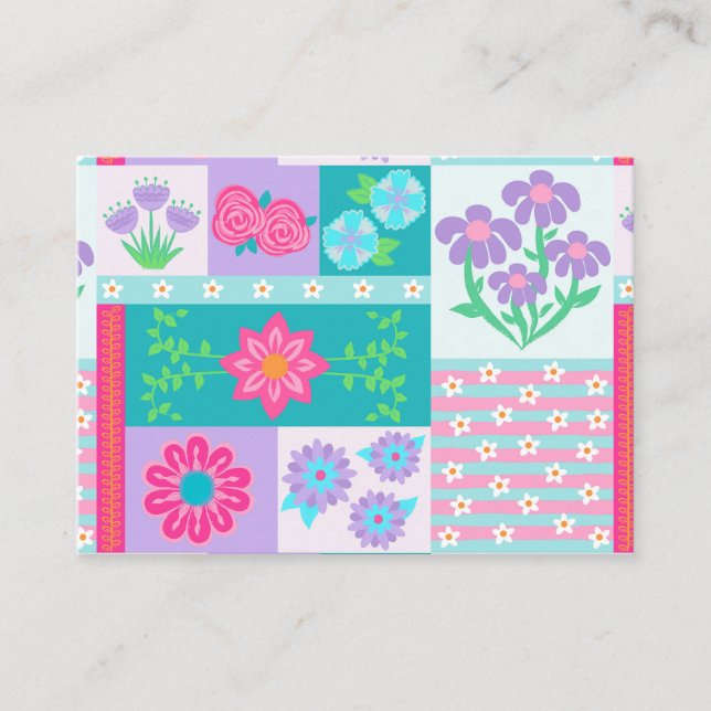 Vibrant Blooming Flowers Design Place Card (Front)