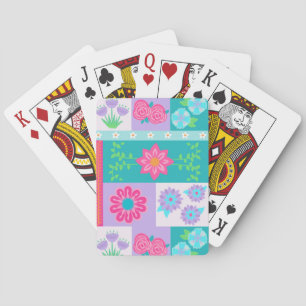 Vibrant Blooming Flowers Design Playing Cards