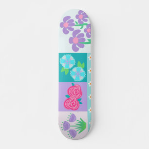 Vibrant Blooming Flowers Design Skateboard