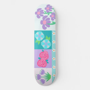 Vibrant Blooming Flowers Design Skateboard