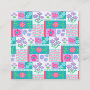 Vibrant Blooming Flowers Design Square Business Card