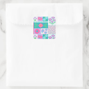 Vibrant Blooming Flowers Design Square Sticker