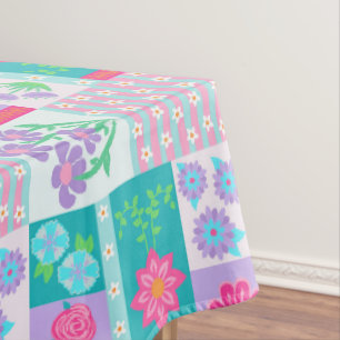 Vibrant Blooming Flowers Design Tablecloth