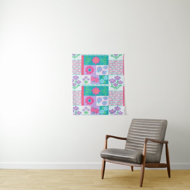 Vibrant Blooming Flowers Design Tapestry (In Situ)