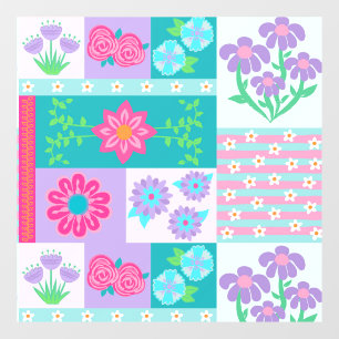 Vibrant Blooming Flowers Design Window Cling