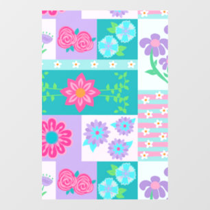 Vibrant Blooming Flowers Design Window Cling