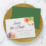 Vibrant Blooms Marble Save the Date<br><div class="desc">This elegant floral save the date card features vibrant blooms with the words "save the date" in trendy script all against a pale marble background on the front and a green colour back side. Personalise this card by replacing the placeholder text in the template to add your information. For more...</div>