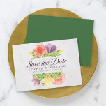 Vibrant Blooms Marble Save the Date<br><div class="desc">This elegant floral save the date card features vibrant blooms with the words "save the date" in trendy script all against a pale marble background on the front and a green colour back side. Personalise this card by replacing the placeholder text in the template to add your information. For more...</div>