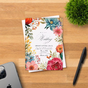 Vibrant Blooms Mexican Fiesta Transparent Wedding Acrylic Invitations