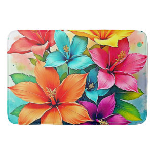 Vibrant Blooms: Tropical Floral Magic Design Bath Mat
