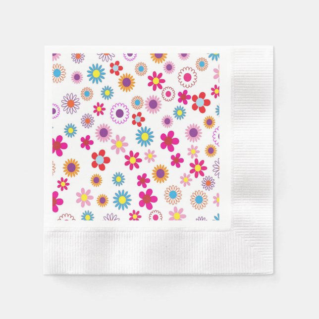 Vibrant Blossom Floral Napkin (Front)
