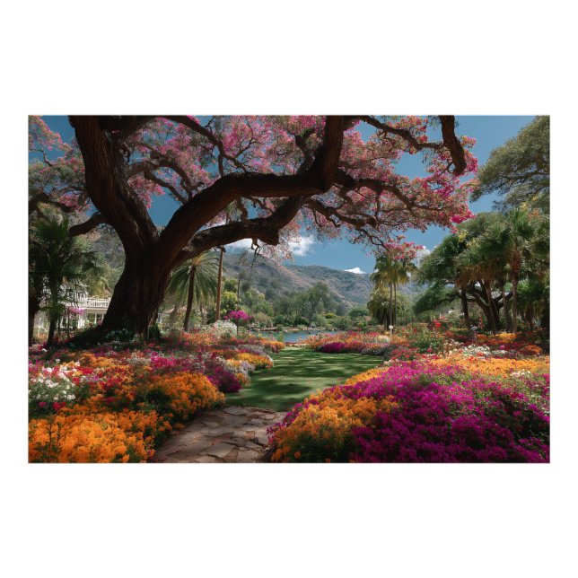 Vibrant Blossom Tree Garden Paradise View Photo Print (Front)
