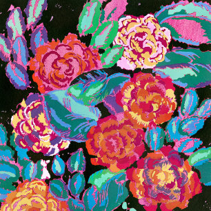 Vibrant Blossoms: Art Deco Floral Explosion Poster