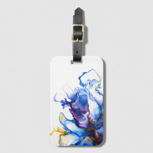 Vibrant Blue Abstract Fluid Art Agate Luggage Tag