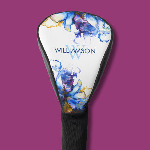 Vibrant Blue Abstract Fluid Art Golf Head Cover