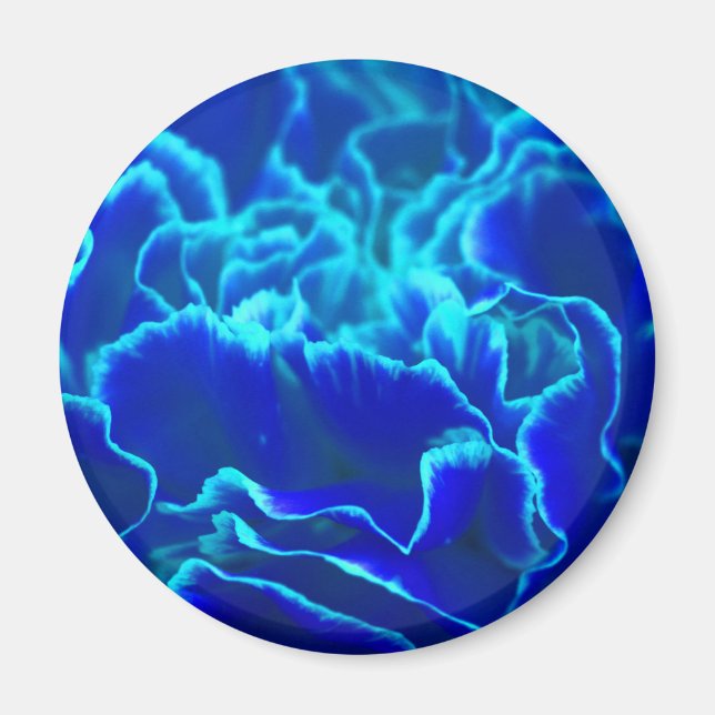 Vibrant Blue and Teal Carnation Flower Magnet (Front)